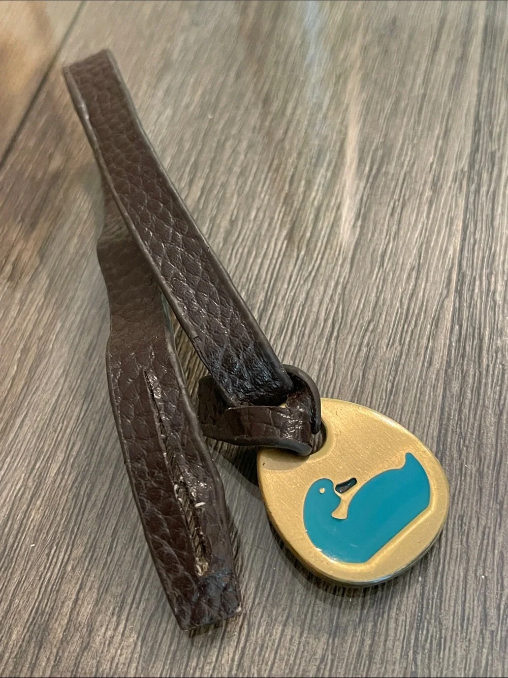 Vintage Antique Brass Dooney & Bourke Hangtag with Turquoise - Teal Duck